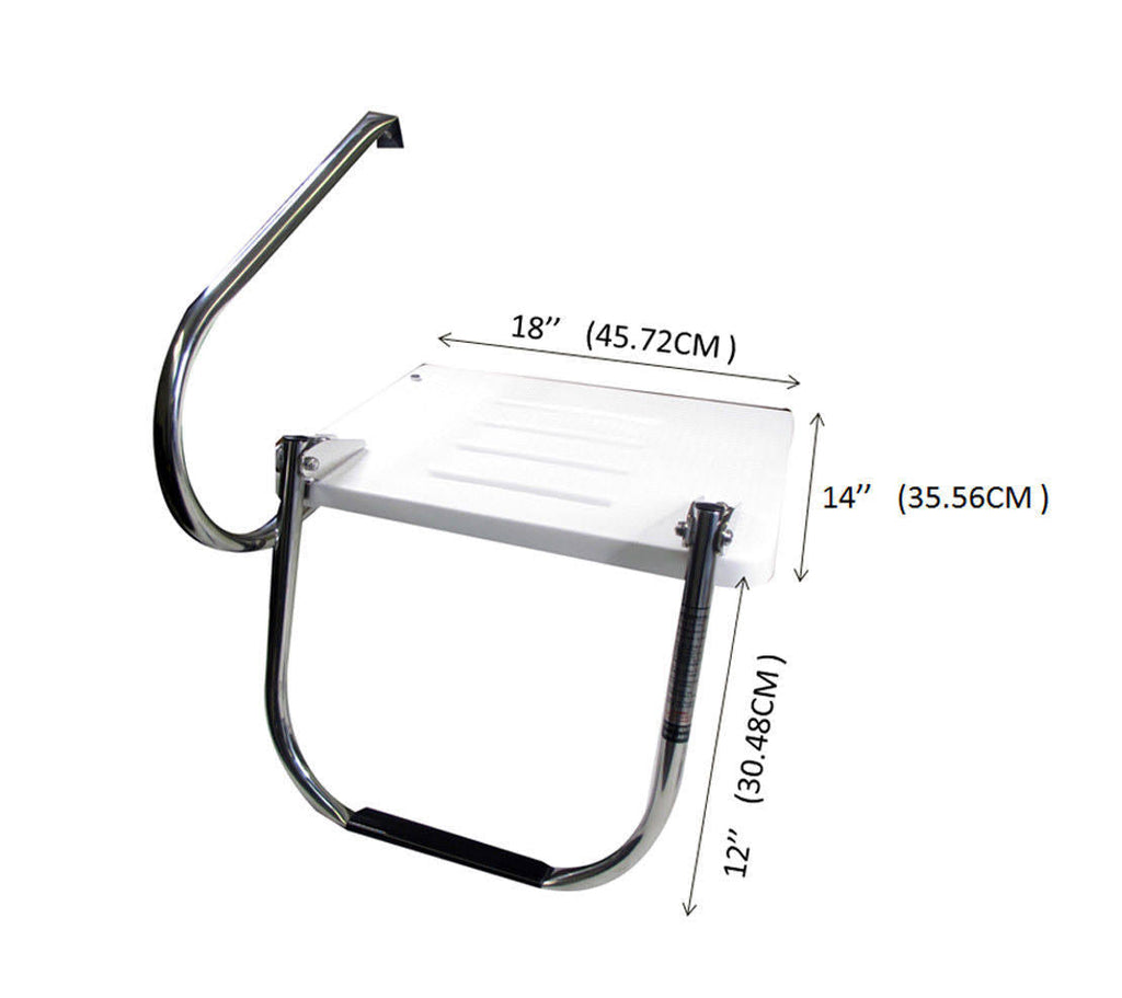 Pactrade Marine Boat Universal Fiberglass Swim Platform Under Mount Fold Down Ladder 1 Step Inboard One Rail
