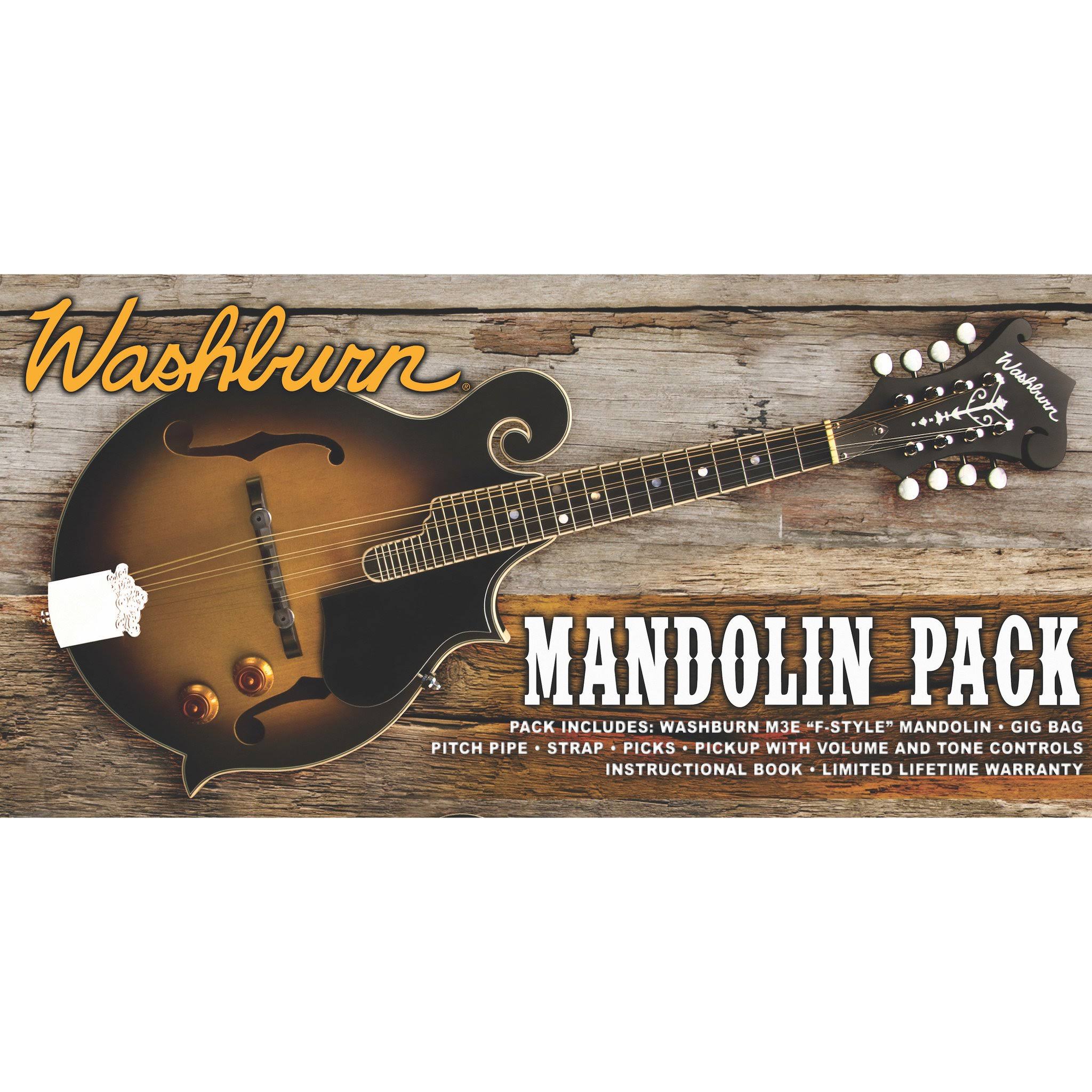 Washburn M3Ek F-Style Acoustic/Electric Mandolin Starter Package, Sunburst