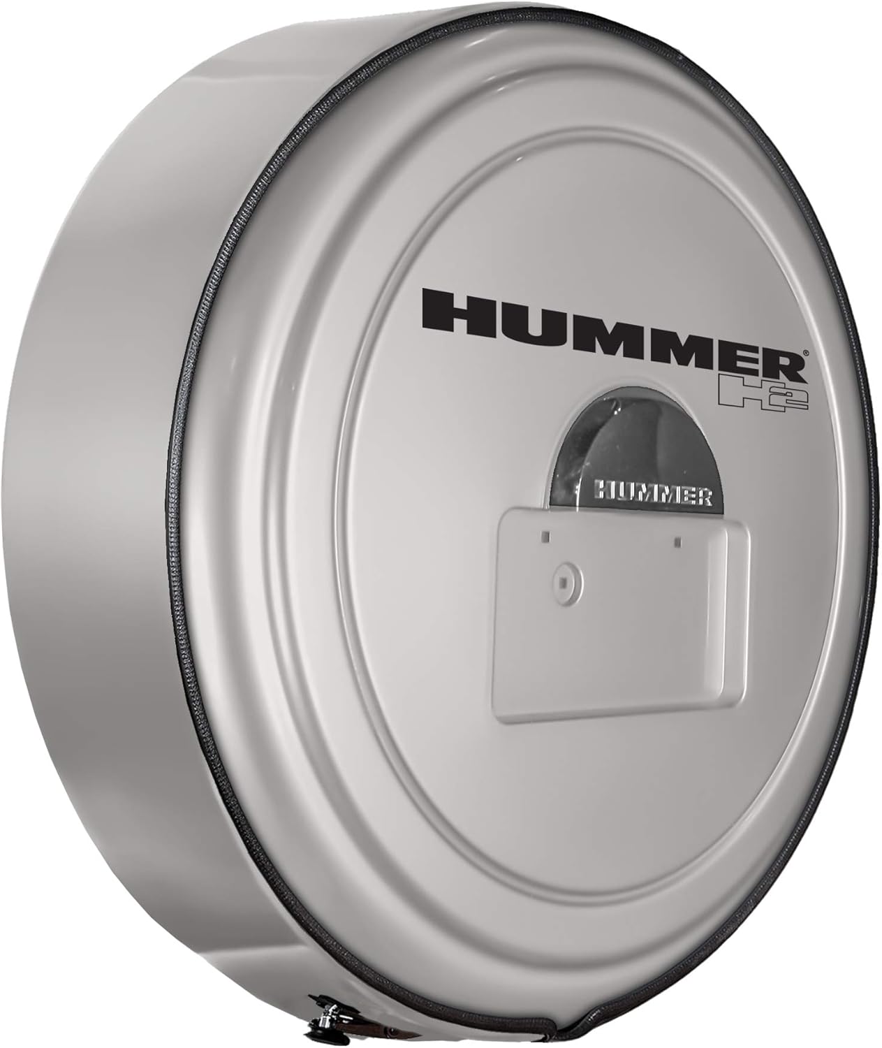 Boomerang Hummer H2 (05-10) - Color Matched MasterSeries Hard Tire Cover - (Color Matched Plastic Face & Stainless Steel Ring) - Hummer H2 Logo - Pewter Metallic
