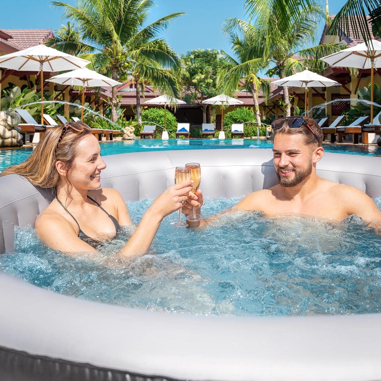 COSYSPA Inflatable Hot Tub Spa [2022 Model] - Outdoor Bubble Hot Tub | 2-6 Person Capacity – Quick Heating Hot Tub | Inflatable Hot Tub | Outdoor Inflatable Hot Tub Spa (Hot Tub Only - 6 Person)