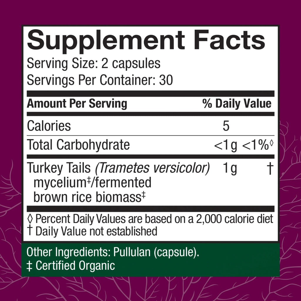 Host Defense, Turkey Tail Capsules, Natural Immune System and Digestive Support, Mushroom Supplement, Unflavored, 60