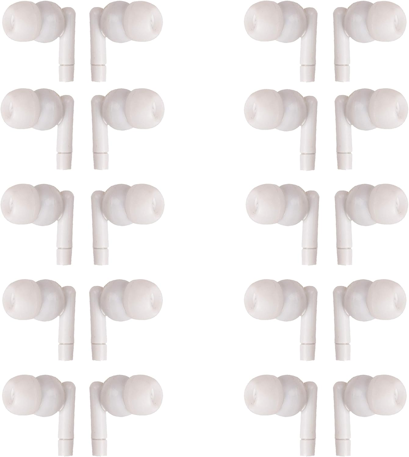 JustJamz Pearl Basic White Headphones 3.5mm Disposable Earphones Bulk Earbuds for Kids and Adults 50 Pack Pack of 2
