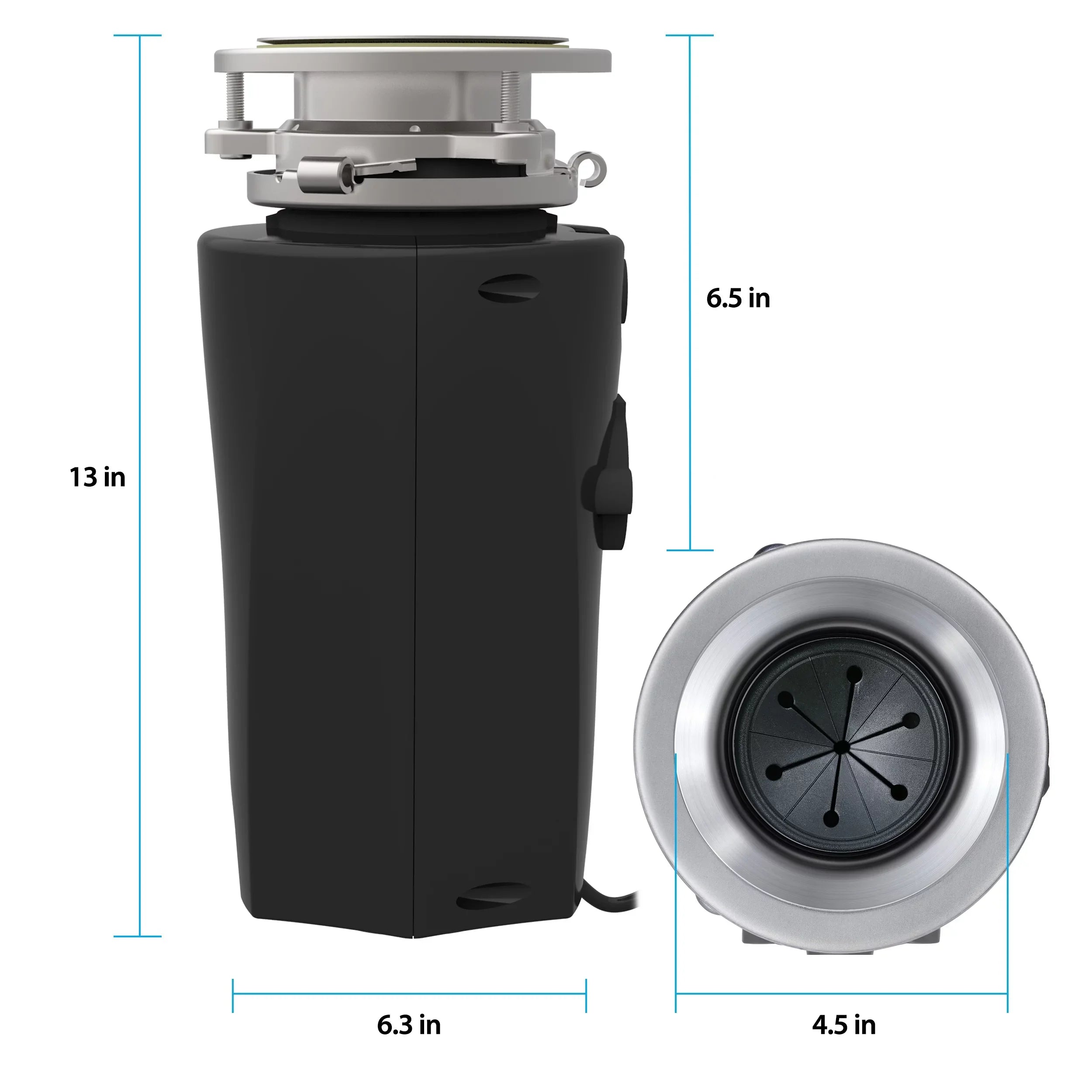 Eco Logic 1/2 HP Garbage Disposal with Attached Power Cord 10-US-EL-5-3B