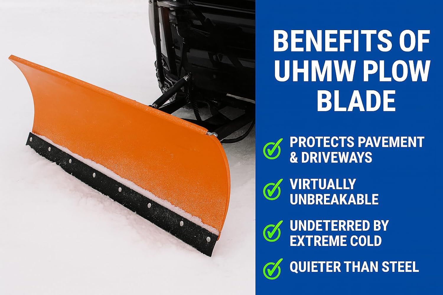 UHMW Snow Plow Poly Cutting Edge Industrial Strength 3/4 X Thick X 4 Wide Driveway Safe plow Blade, Poly plow Cutting Edge, Snow Blower Edge, ATV Snow plow Blade (54 Long)