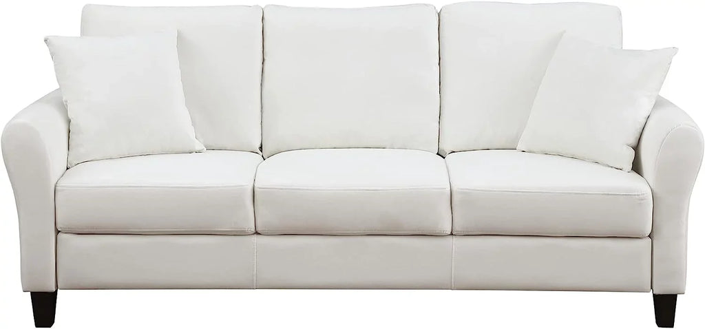 SZLIZCCC Cream Velvet Sofa Three Seater Couch，78 inches Long Sofas,Soft Sitting Sofa，Couches for Living Room, Apartment, Bedroom
