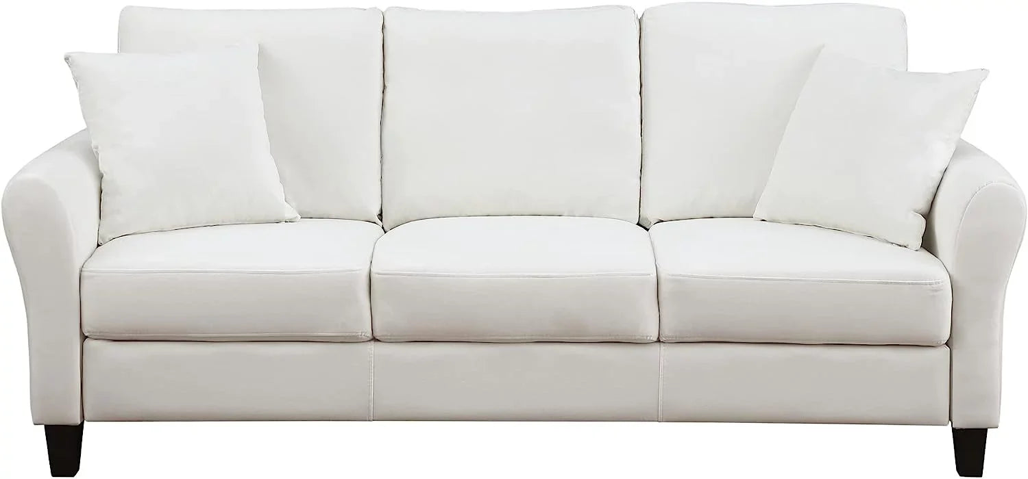 SZLIZCCC Cream Velvet Sofa Three Seater Couch，78 inches Long Sofas,Soft Sitting Sofa，Couches for Living Room, Apartment, Bedroom