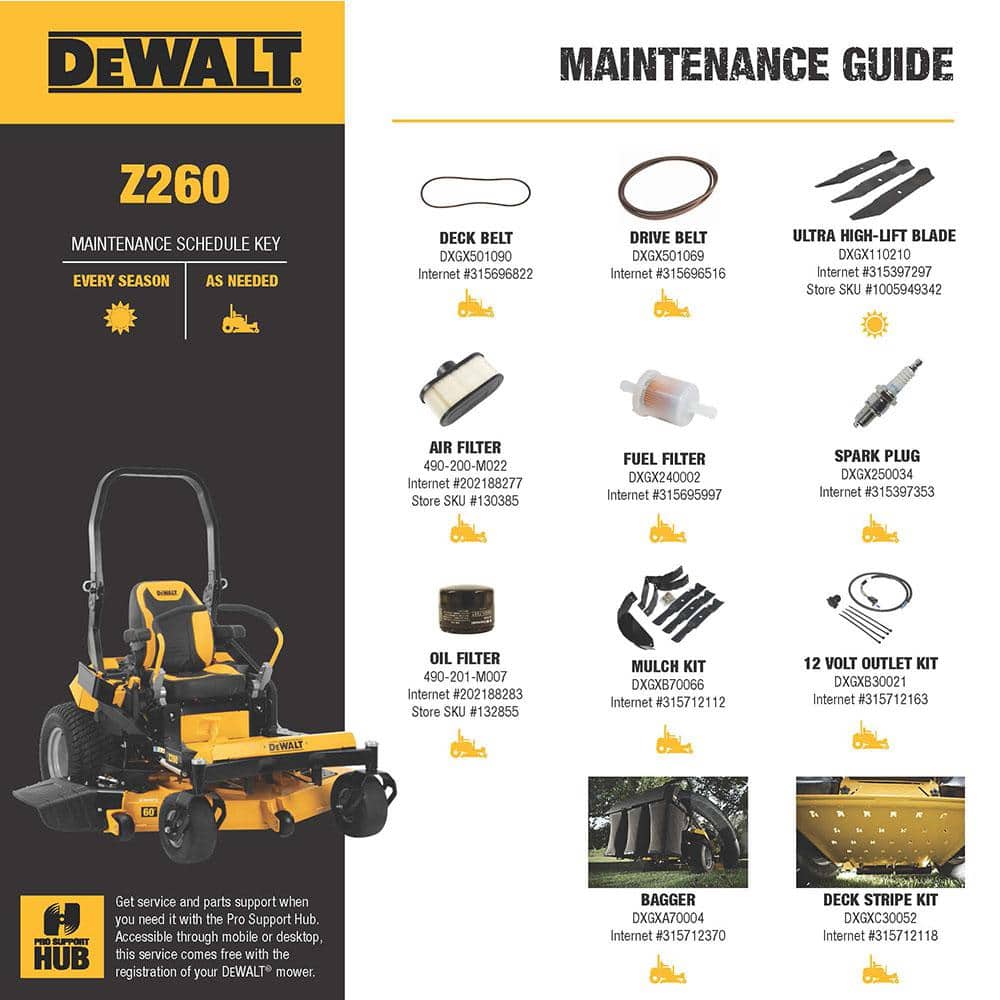 DEWALT Z260 Commercial 60 in. 24 HP Kawasaki V-Twin FS730v Series Engine Dual Hydrostatic Gas Zero Turn Lawn Mower DXGZ260P💝 Last Day For Clearance