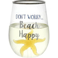 Beach Happy - Starfish 19 oz. Stemless Wine Glass with 3-D Figurine