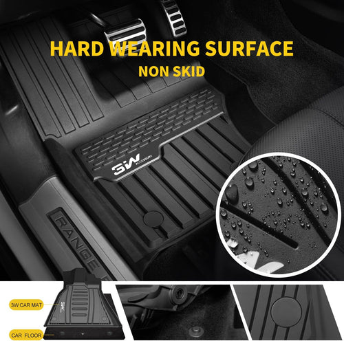 3W Floor Mats Compatible for Range Rover Velar 2017-2022 TPE All Weather Custom Fit Floor Liner for Range Rover Velar1st and 2nd Row Full Set Car Liners Black