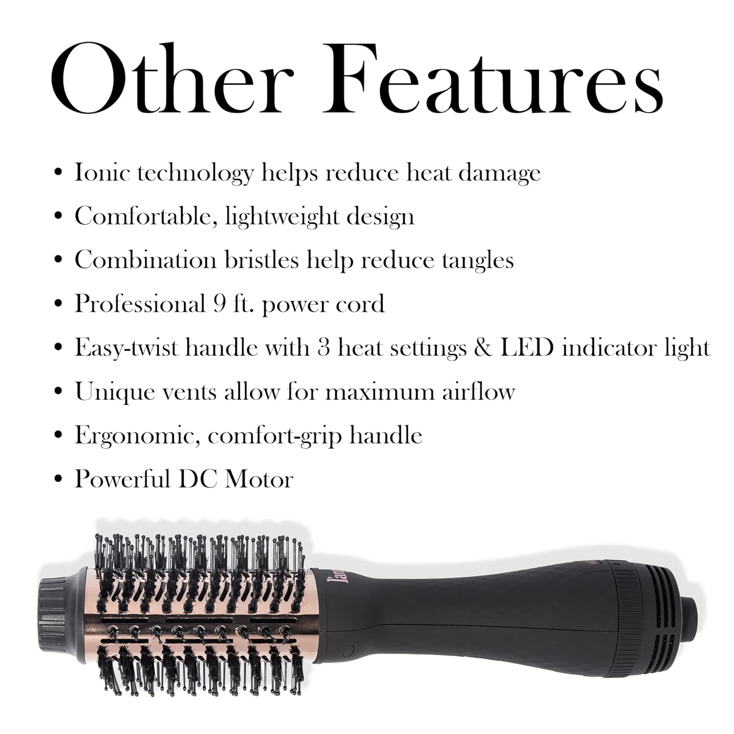 L'ANGE HAIR Le Volume 2-in-1 Titanium Brush Dryer Black | 75MM Hot Air Blow Dryer Brush in One with Oval Barrel | Hair Styler for Smooth, Frizz-Free Results for All Hair Types