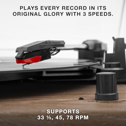 Victrola The Quincy 6-in-1 Bluetooth Record Player & Multimedia Center with Built-in Speakers – 3-Speed Turntable, CD & Cassette Player, AM/FM Radio, Wireless Music Streaming (Natural)