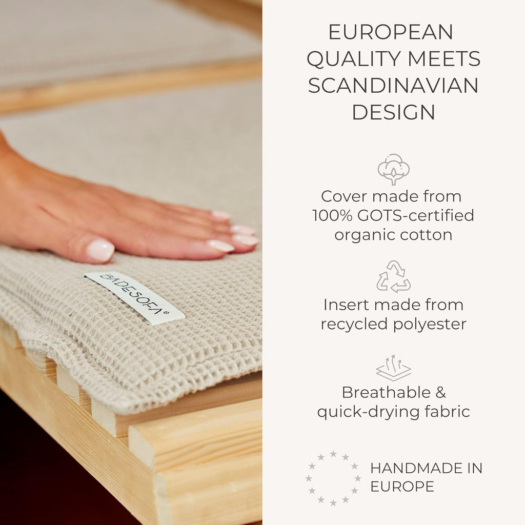 SAUNASOFA™ Sauna Mat & Pillow Set – 2 Seater Sauna seat Cushion with Pillow – Heat-Resistant Sauna kit for Infrared & Finnish saunas in Grey