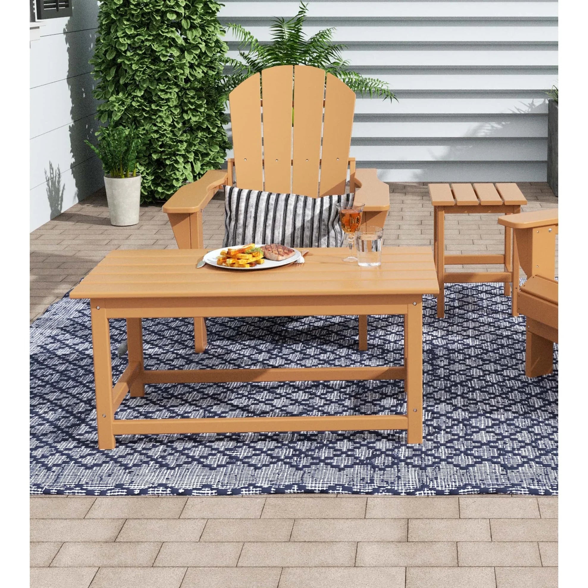 Polytrends  Laguna All Weather Poly Outdoor Coffee Table - Rectangle Teak