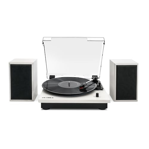 Victrola The Quincy 6-in-1 Bluetooth Record Player & Multimedia Center with Built-in Speakers – 3-Speed Turntable, CD & Cassette Player, AM/FM Radio, Wireless Music Streaming (Natural)