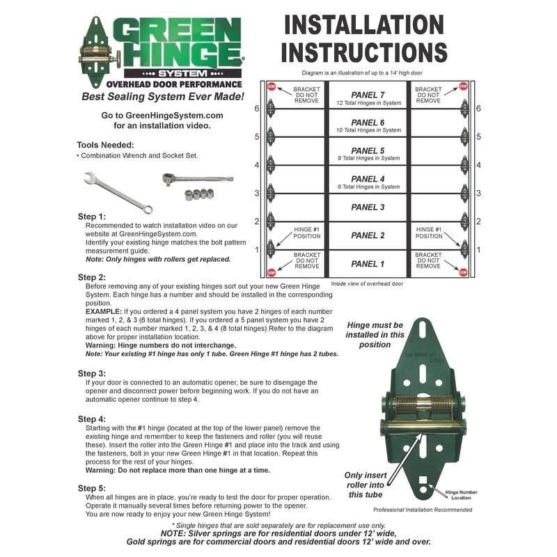 Green Hinge System 5766951 Steel Commercial Garage Door Hinge for 6