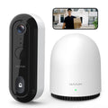 WUUK 2K Wireless Doorbell Camera with Free 32GB Local Storage Base Station, No Monthly Fee, Battery Powered Video Doorbell, Triple Motion Detection, Compatible with Alexa & Google