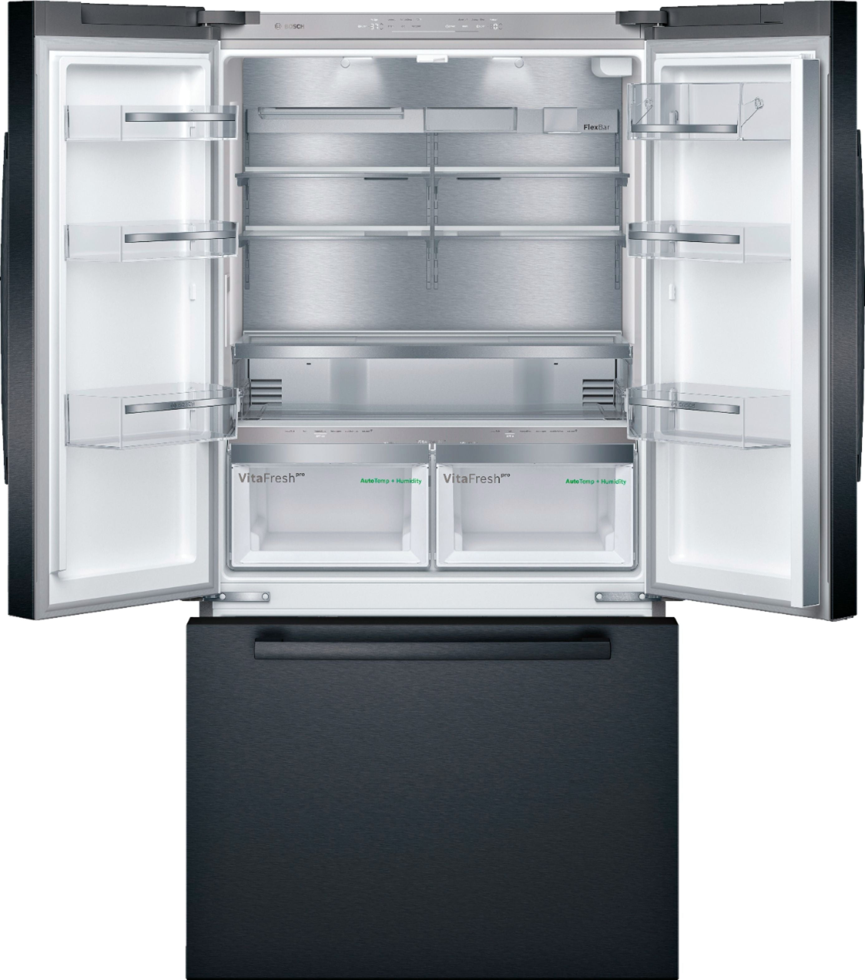 Bosch - 800 Series 21 Cu. Ft. French Door Counter-Depth Smart Refrigerator - Black stainless steel