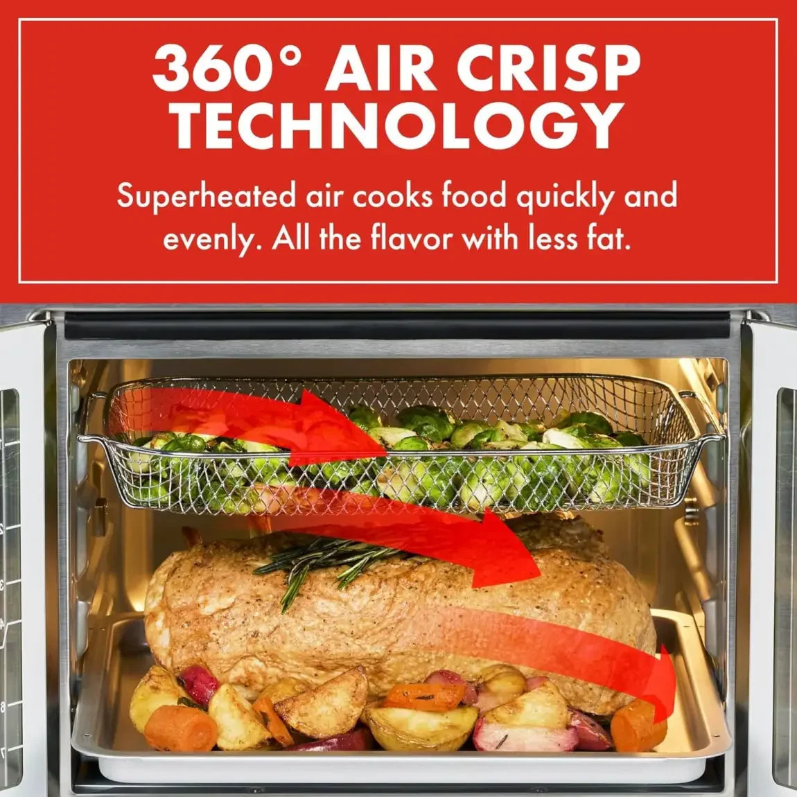 Emeril Lagasse 26 QT Extra Large Air Fryer, Convection Toaster Oven with French Doors, Stainless Steel