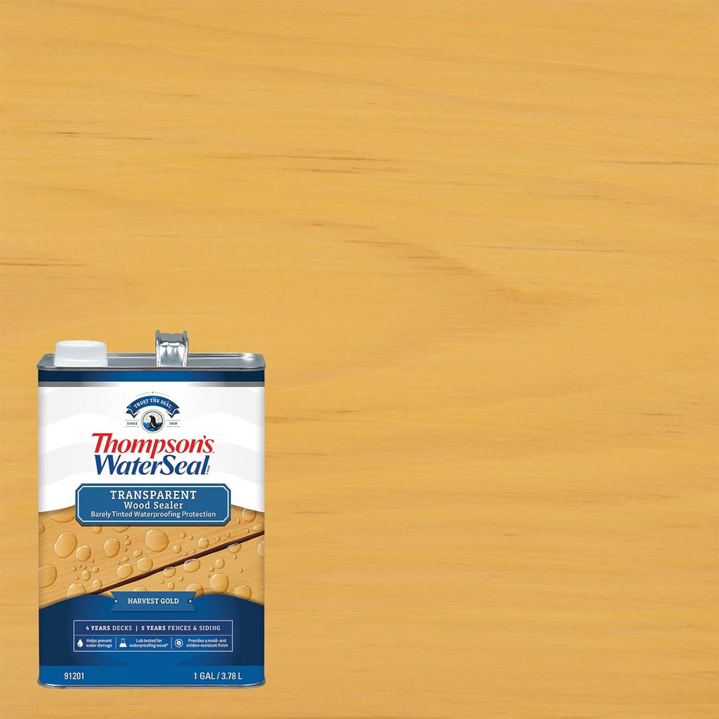 Thompson’s WaterSeal Transparent Waterproofing Wood Stain and Sealer, Harvest Gold, 1 Gallon