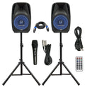 Pair Alphasonik All-in-One 12x22 Powered 1500W Pro DJ Amplified Loud Speakers with Bluetooth USB SD Card Aux MP3 FM Radio PA Sys