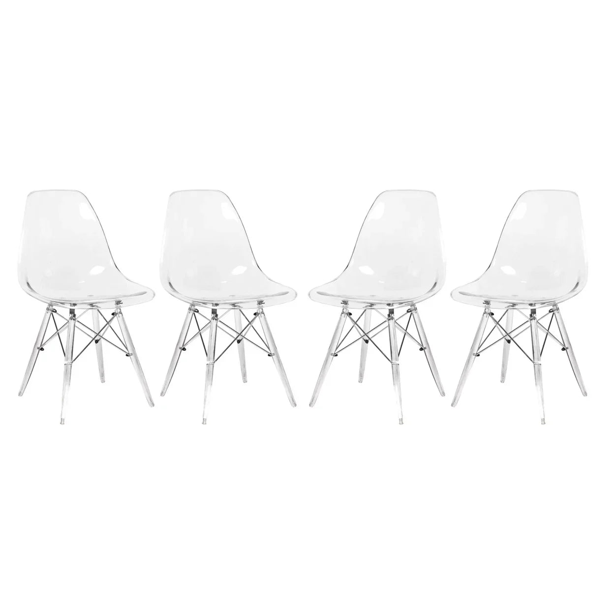 Dover Molded Side Chair with Acrylic Base, Set of 4 - Clear