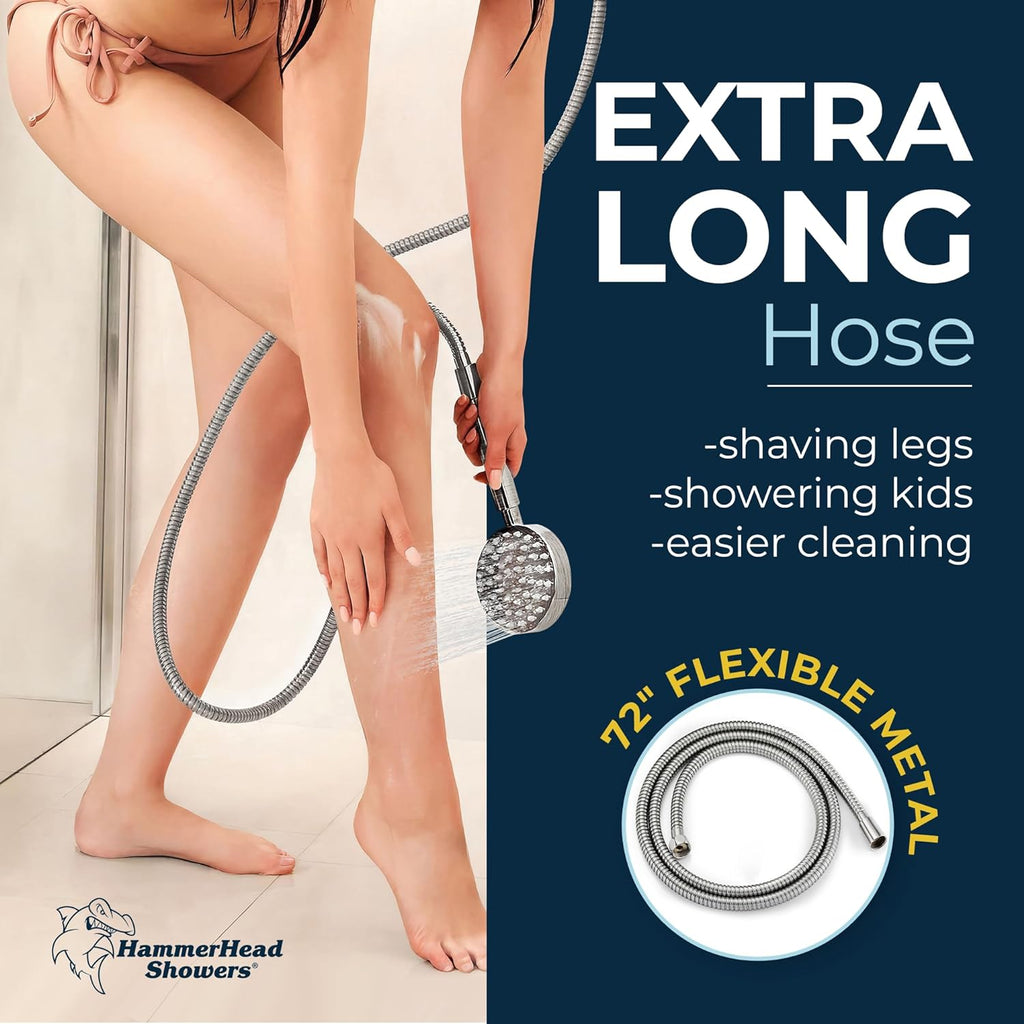 HammerHead Showers® Solid Metal LOW FLOW Handheld Shower Head with Hose and Brass Holder - OIL RUBBED BRONZE – Water Saving 1.75 GPM Detachable Shower Head - Adjustable Shower Wand Bracket & 6ft Hose