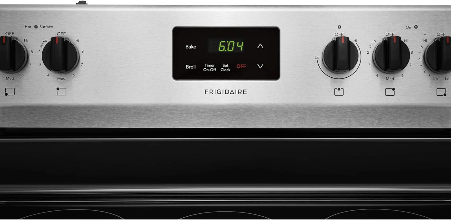 Frigidaire FCRE3052AS 30 Freestanding Electric Range with 5.3 cu. ft. Capacity Quick Boil Store-More Storage Drawer and SpaceWise Expandable Elements in Stainless Steel