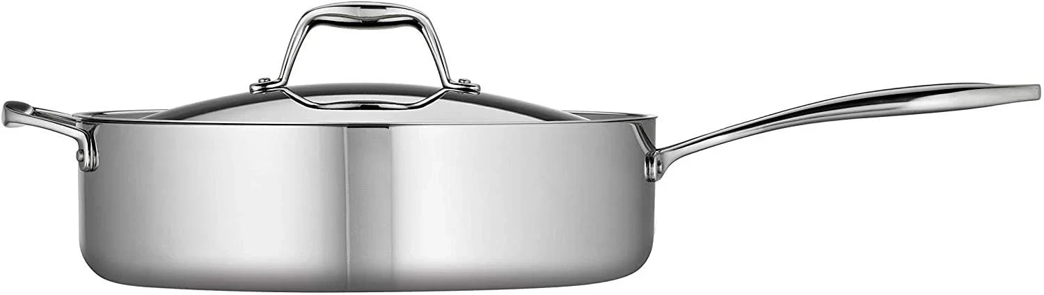 Tramontina Tri-Ply Clad 6-Quart Stainless Steel Covered Deep Saute Pan