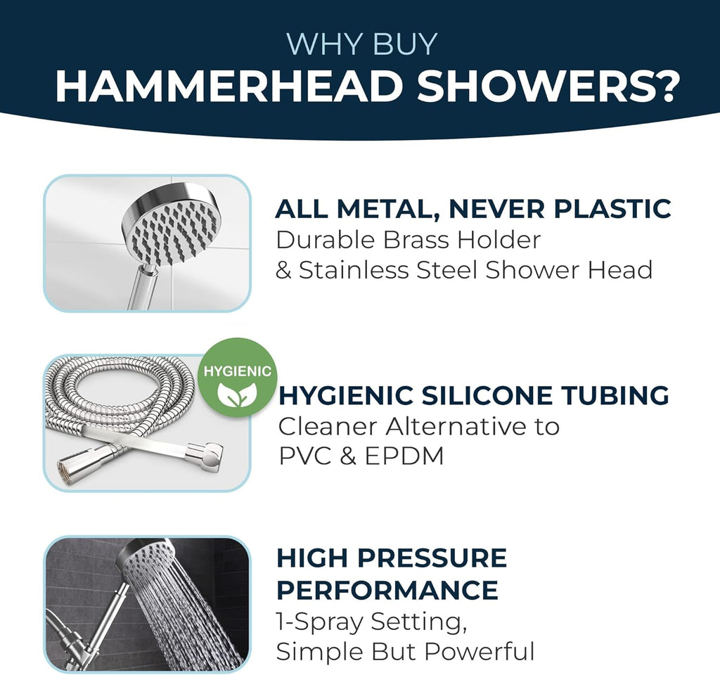 HammerHead Showers® Solid Metal LOW FLOW Handheld Shower Head with Hose and Brass Holder - OIL RUBBED BRONZE – Water Saving 1.75 GPM Detachable Shower Head - Adjustable Shower Wand Bracket & 6ft Hose