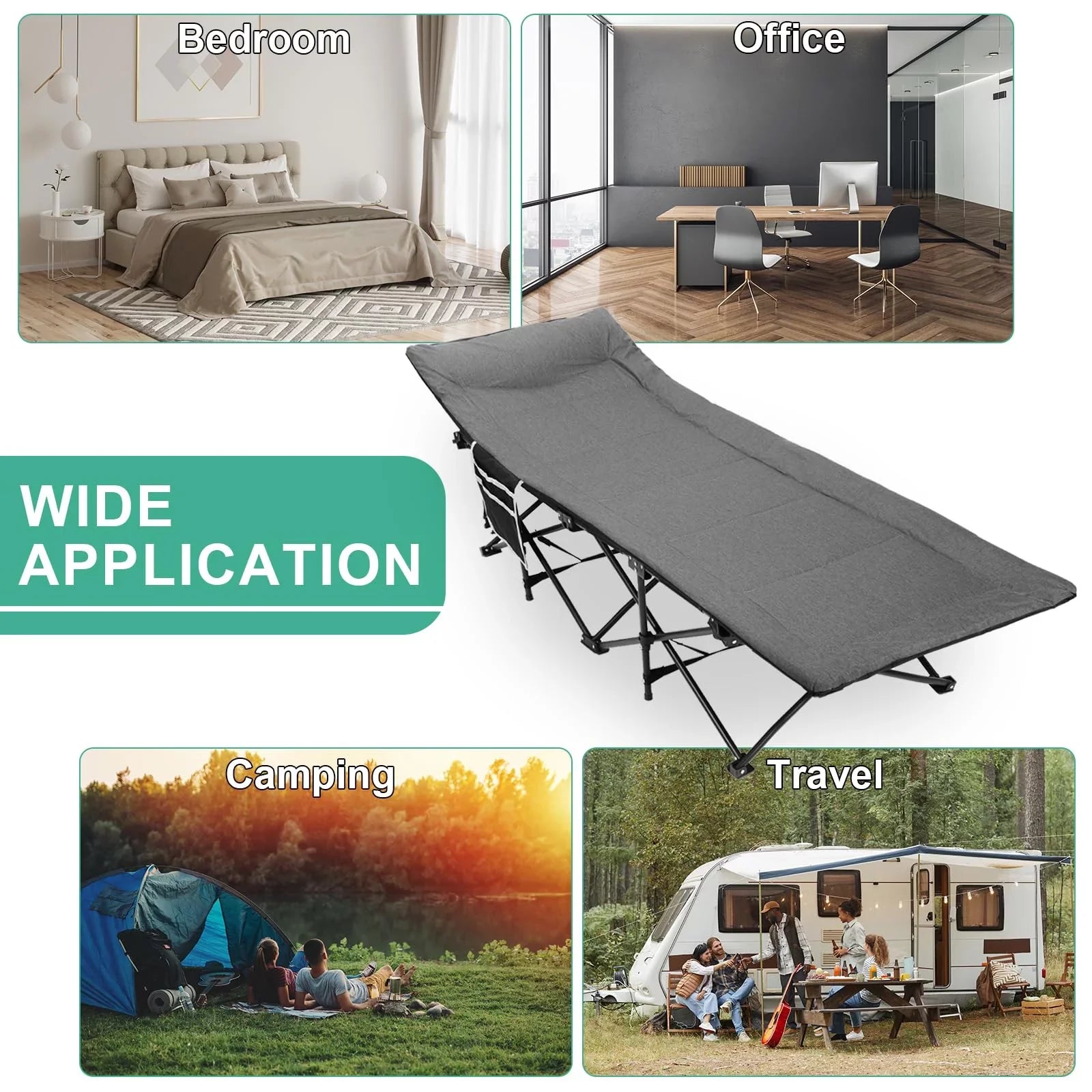 Folding Camping Cot – Deluxe Collapsible Single Person Bed in a Bag w/Pillow for Indoor & Outdoor Use – Ultra Lightweight, Comfortable, Heavy Duty Design Holds Adults & Kids
