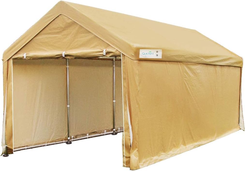 Quictent 10’x20’ Carport Heavy Duty Car Canopy Galvanized Car Shelter with Reinforced Steel Cables and Ground Bars