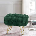 Pink Soft Faux  Ottoman Fuzzy Entryway Bench Seat 27x20x19 Sturdy Accent Coffee Table for Living Room Make up Vanity Fluffy Shoe Stool with Golden Legs for Bedroom Closet F