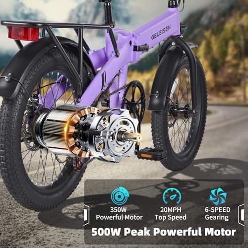 Folding Electric Bike for Adults, 20×3.0 Fat Tire Electric Bicycle, 374.4Wh Battery Ebike, 20MPH Electric Cargo Bike with LCD Color Display & 6 Speed Gears (Fits for 5'0+)