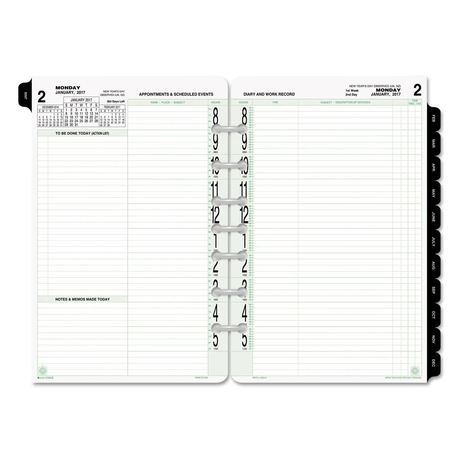 Day-Timer Two-Page-Per-Day Original Refill