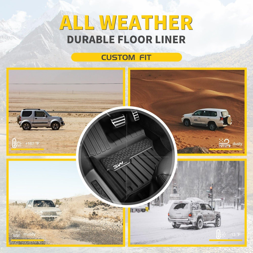 3W Floor Mats Compatible for Range Rover Velar 2017-2022 TPE All Weather Custom Fit Floor Liner for Range Rover Velar1st and 2nd Row Full Set Car Liners Black