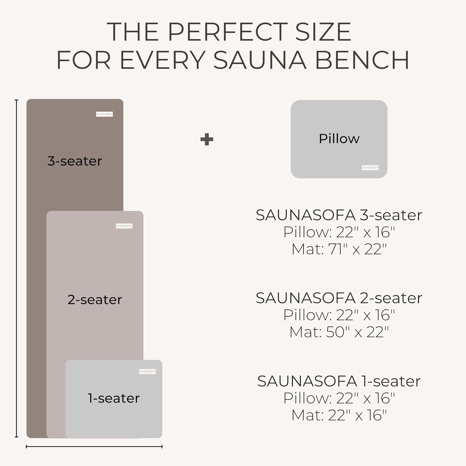 SAUNASOFA™ Sauna Mat & Pillow Set – 2 Seater Sauna seat Cushion with Pillow – Heat-Resistant Sauna kit for Infrared & Finnish saunas in Grey