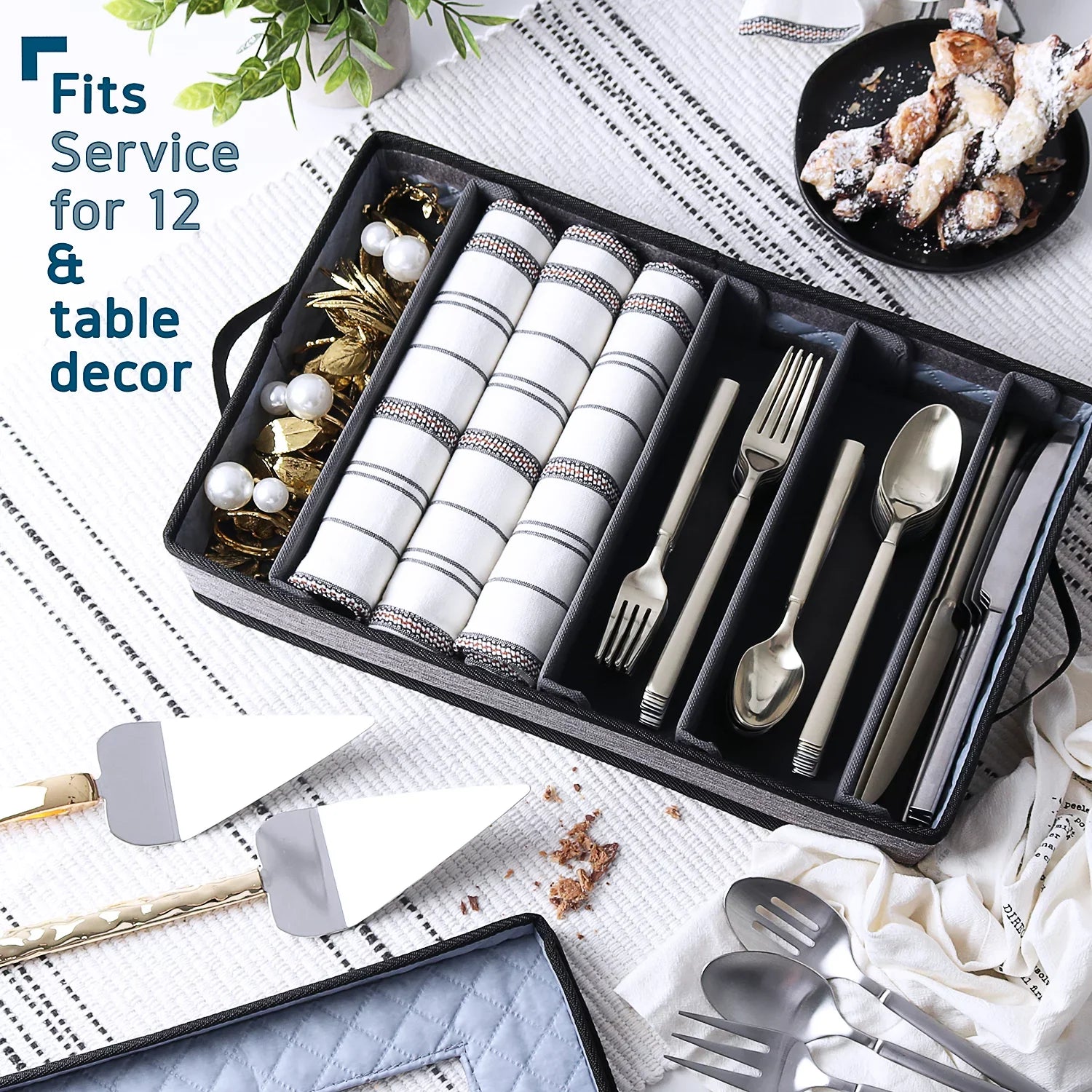 StorageBud Dinnerware Storage Container Set for Plate, Cup, Flatware, Stemware, & Platter Sets- Gray ( 8pc)