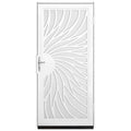 Unique Home Designs 36 in. x 80 in. Solstice White Surface Mount Steel Security Door with White Perforated Screen and Brass Hard