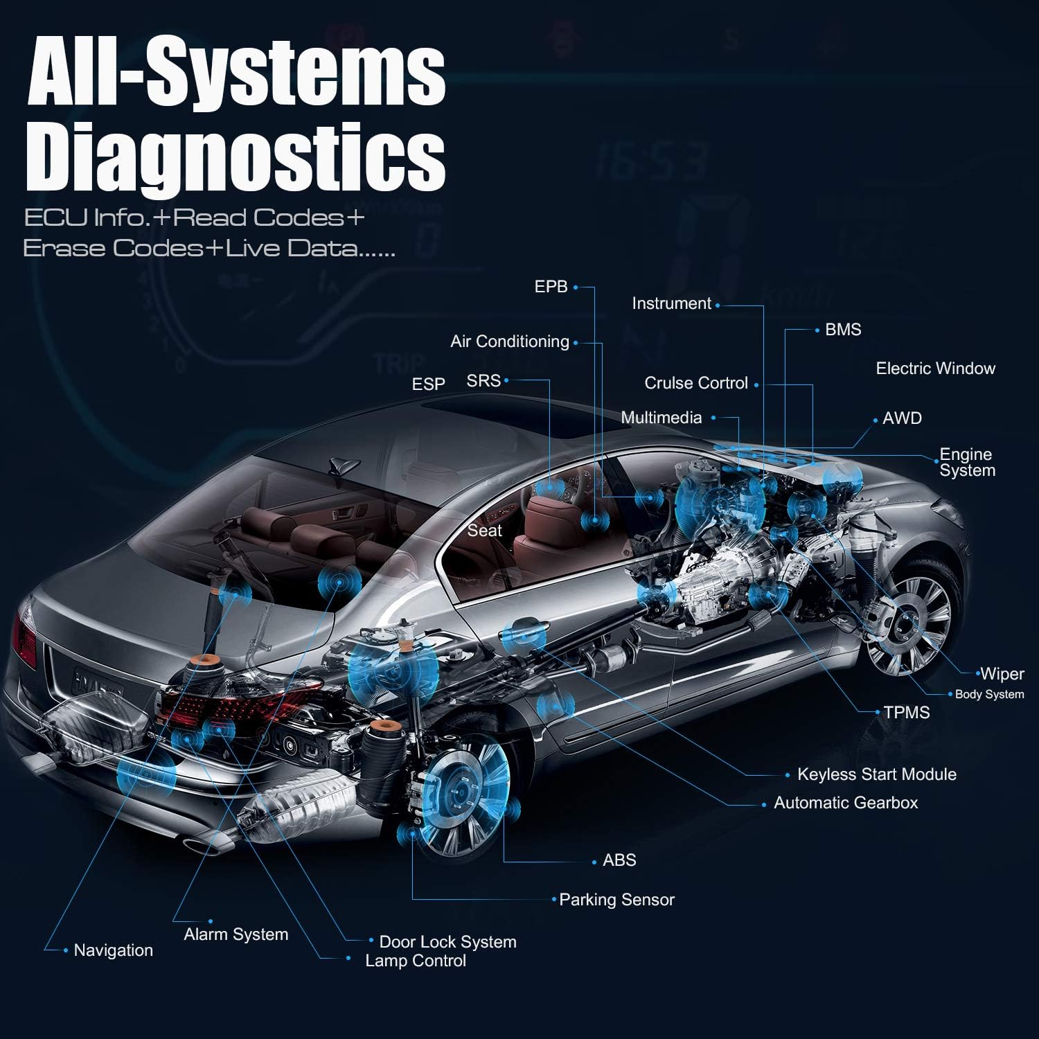 Autel MaxiCOM MK808BT Car Diagnostic Scan Tool, 2022 Newest Upgraded Ver. of MK808, MX808, All Systems Diagnosis & 28+ Services, ABS Bleed, Oil Reset, EPB, SAS, DPF, BMS, Throttle, Injector Coding