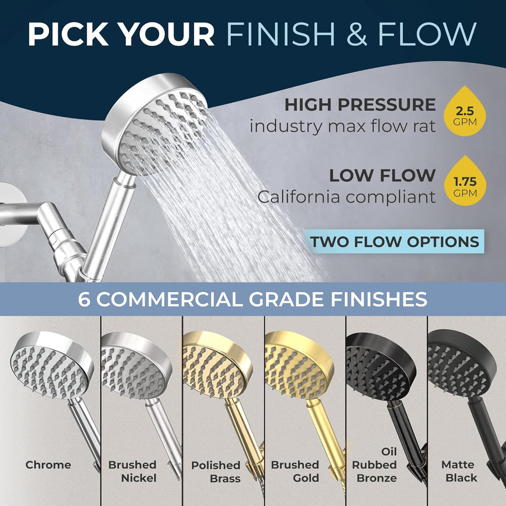 HammerHead Showers® Solid Metal LOW FLOW Handheld Shower Head with Hose and Brass Holder - OIL RUBBED BRONZE – Water Saving 1.75 GPM Detachable Shower Head - Adjustable Shower Wand Bracket & 6ft Hose