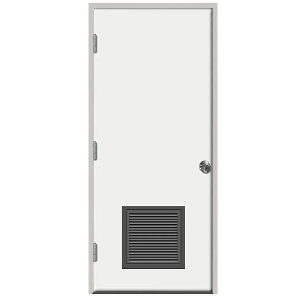 Steves u0026 Sons 24 in. x 80 in. Premium Vented Flush White Primed Right-Hand Outswing Steel Prehung Front Door with 4-9/16 in.