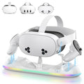 Charging Dock for Meta Quest 3S/3/2, 20W Magnetic Charging Station for Oculus Quest 3S/3/2 Accessories with Rechargeable 2X2100mAh Batteries, RGB Charging Stand for VR Headset & Controllers