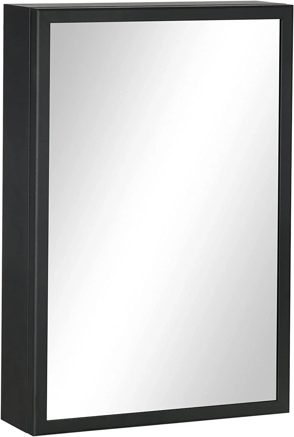 Wall-Mounted Medicine Cabinet with Mirror, Stainless Steel Bathroom Mirror Cabinet Wall Mounted with Storage Shelves for Living Room and Laundry Room, Black