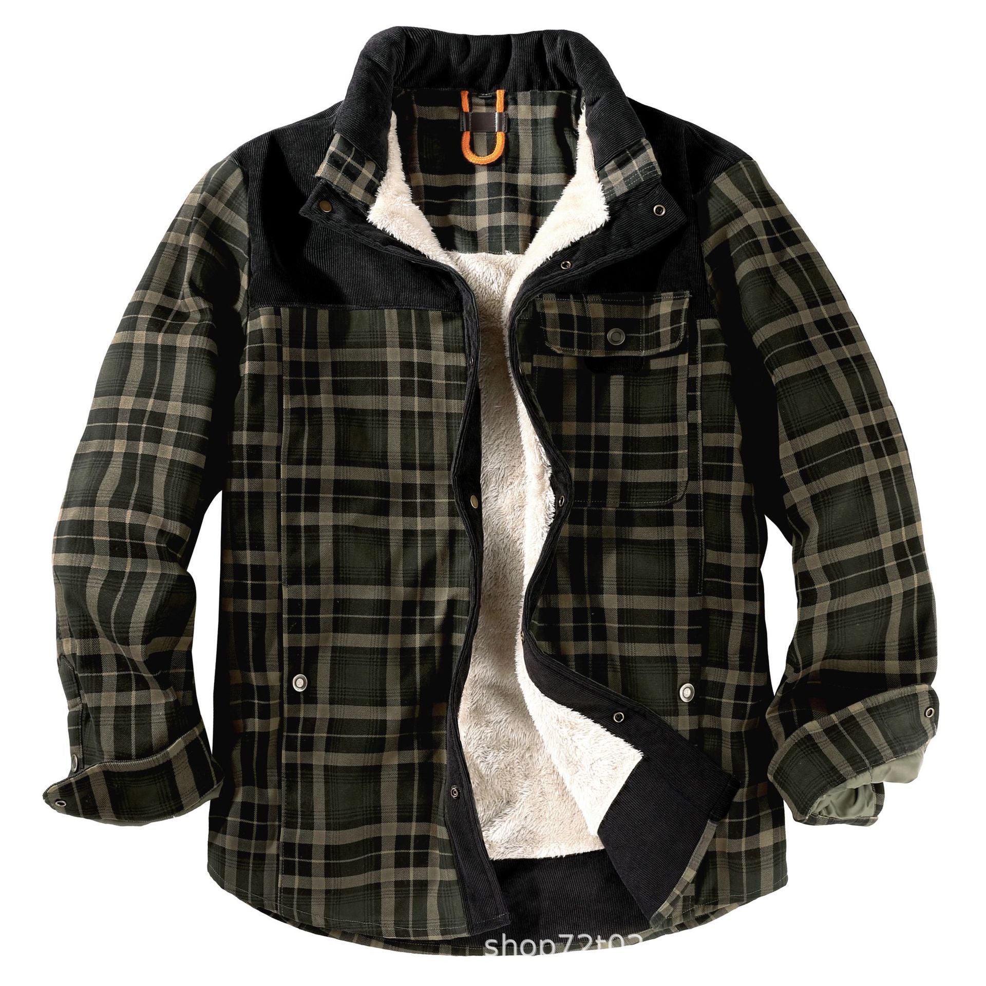 Men's  Winter Plaid Sherpa Lined Jacket