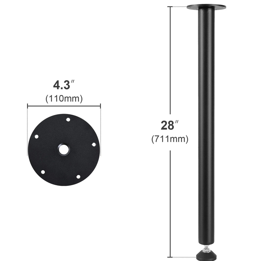 SKYSHALO 28 Solid Steel Adjustable Desk Legs Office Table Furniture Set of 4 Black