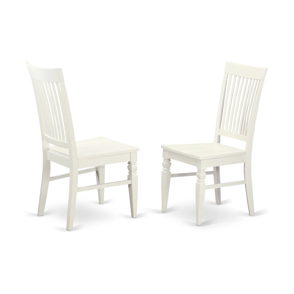 East West Furniture Weston 10 Wood Dining Chairs in Linen White (Set of 2)