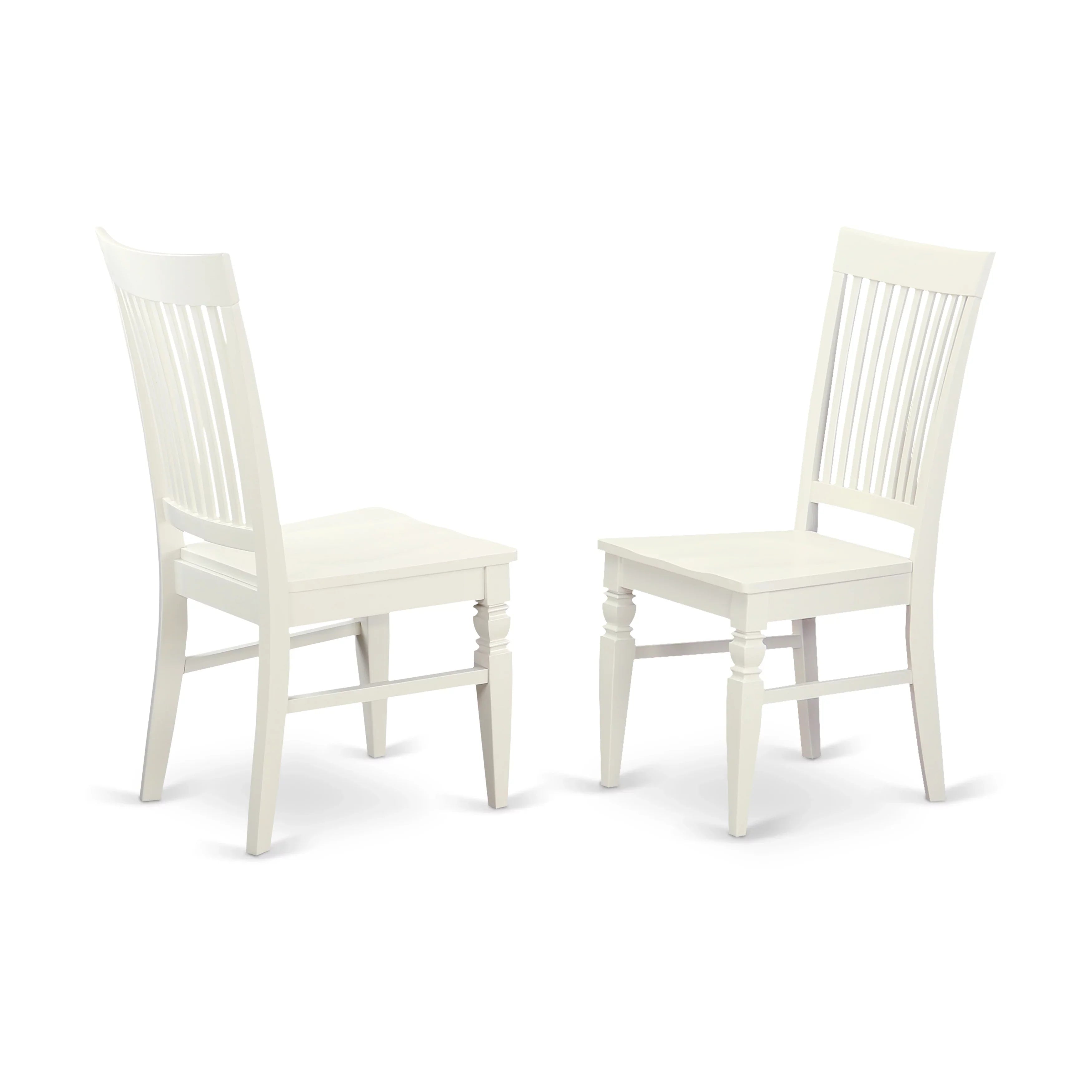 East West Furniture Weston 10 Wood Dining Chairs in Linen White (Set of 2)